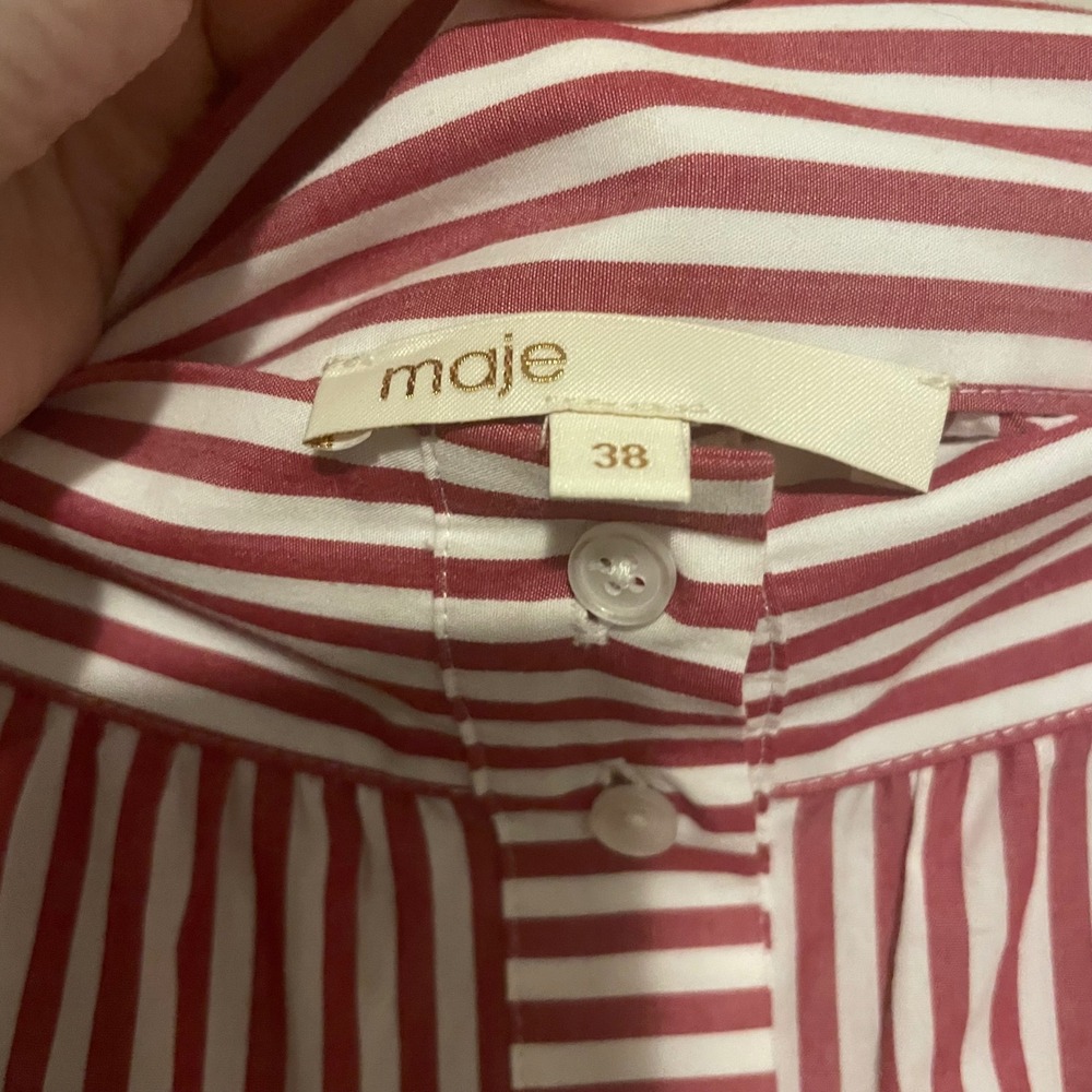 Maje Red and White Striped Midi Wrap Skirt - Picture 4 of 6